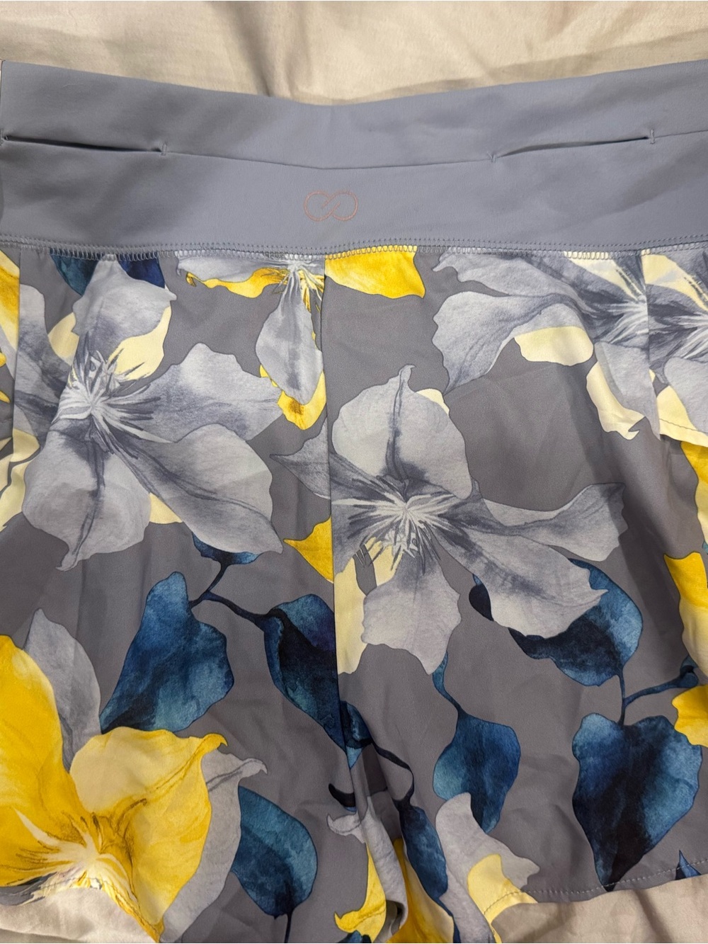 Men's Floral Performance Shorts in Gray and Yellow